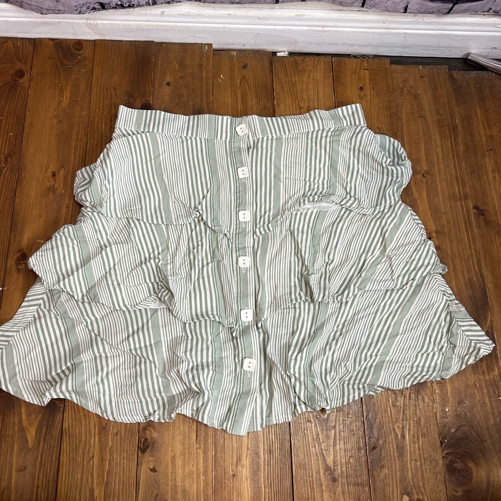 Love and Piece collective green and white striped skirt size medium